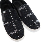 Chanel CC Logo Tweed Slip Ons Sneakers Suede Black — view 8