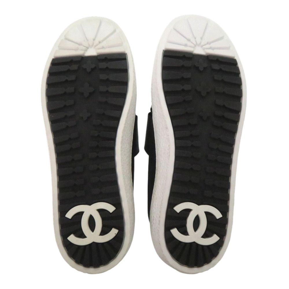Chanel CC Logo Tweed Slip Ons Sneakers Suede Black — view 6