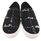 Chanel CC Logo Tweed Slip Ons Sneakers Suede Black — view 2