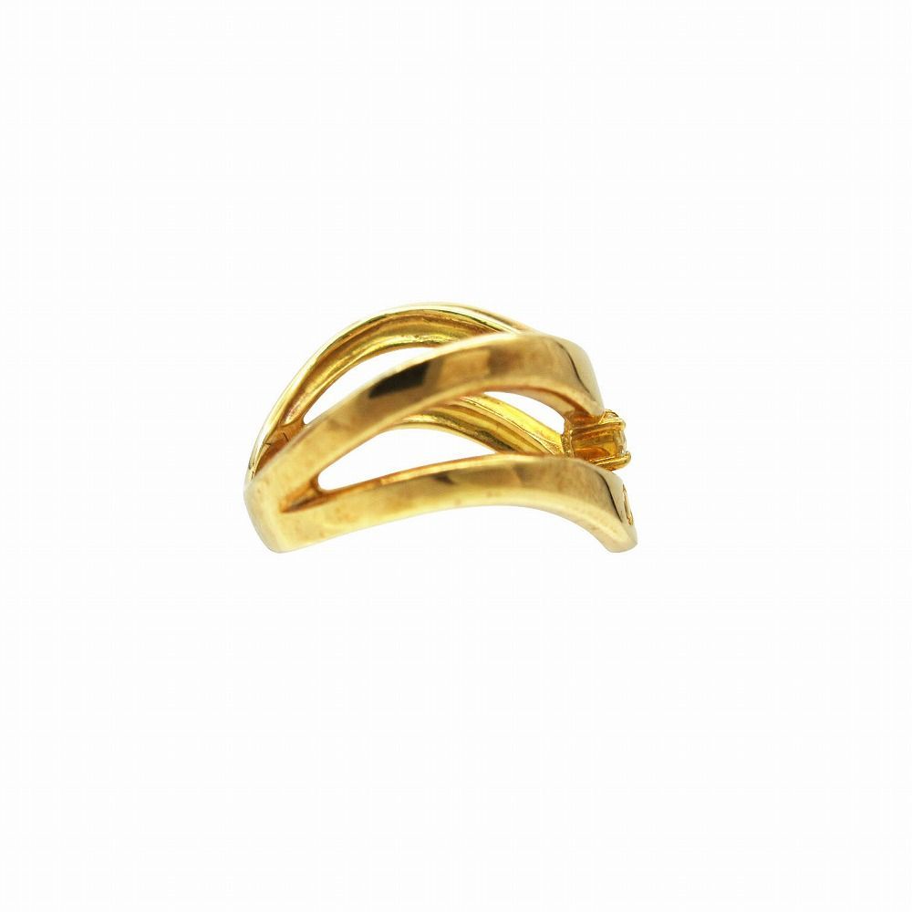 Celine Diamond 18K Yellow Gold 750 Logo Ring — view 6
