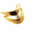 Celine Diamond 18K Yellow Gold 750 Logo Ring — view 9