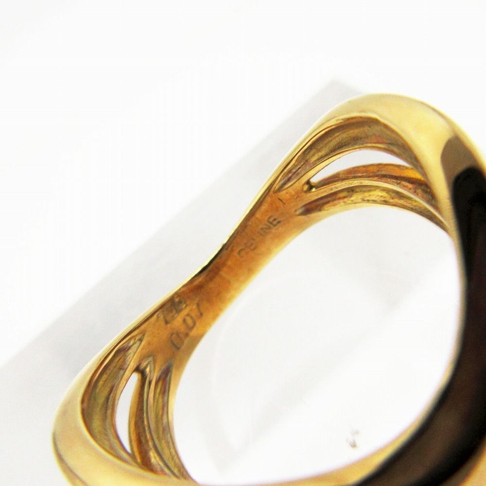 Celine Diamond 18K Yellow Gold 750 Logo Ring — view 8