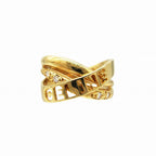 Celine Diamond 18K Yellow Gold 750 Logo Ring — view 2