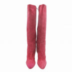 Hermes Suede Long Boots Shoes Side Zip Wine Red 35.5 — view 3