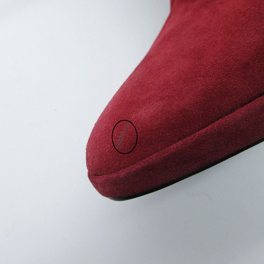 Hermes Suede Long Boots Shoes Side Zip Wine Red 35.5 — view 8
