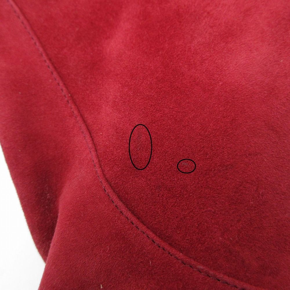Hermes Suede Long Boots Shoes Side Zip Wine Red 35.5 — view 7
