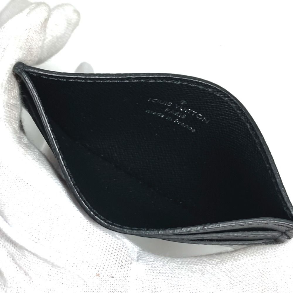 Louis Vuitton Card Case Holder Double Taiga Leather Black — view 3