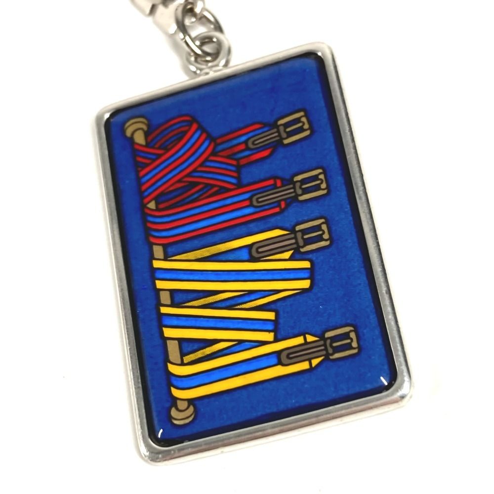 Hermes Key Holder Logo Enamel Metal Silver — view 4