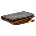 Celine Triomphe Compact Wallet Bifold Brown Black Leather — view 4