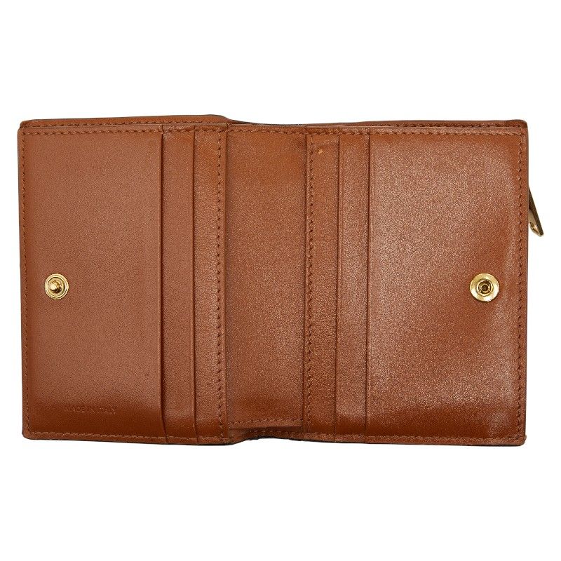 Celine Triomphe Compact Wallet Bifold Brown Black Leather — view 6