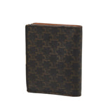 Celine Triomphe Compact Wallet Bifold Brown Black Leather — view 2