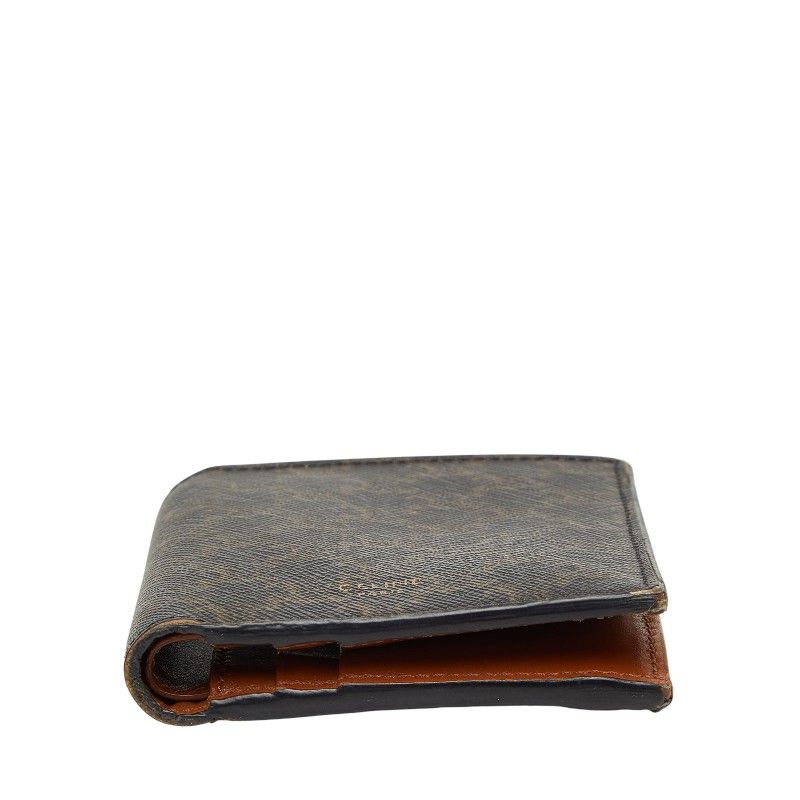 Celine Triomphe Compact Wallet Bifold Brown Black Leather — view 3