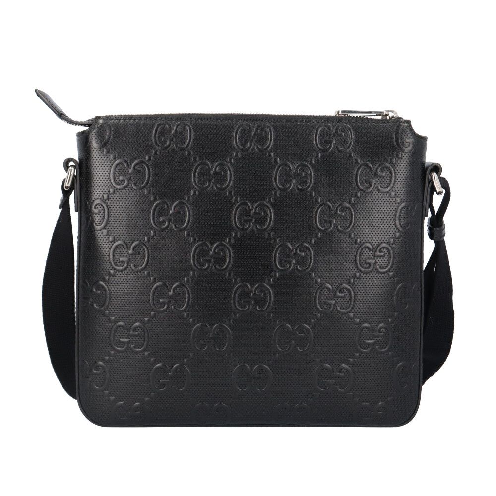 Gucci Messenger Bag GG Embossed Leather Black — view 3
