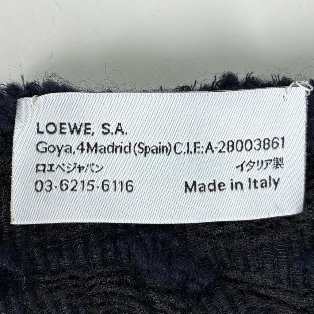 Loewe Scarf Anagram Wool Silk Polyurethane Navy — view 3
