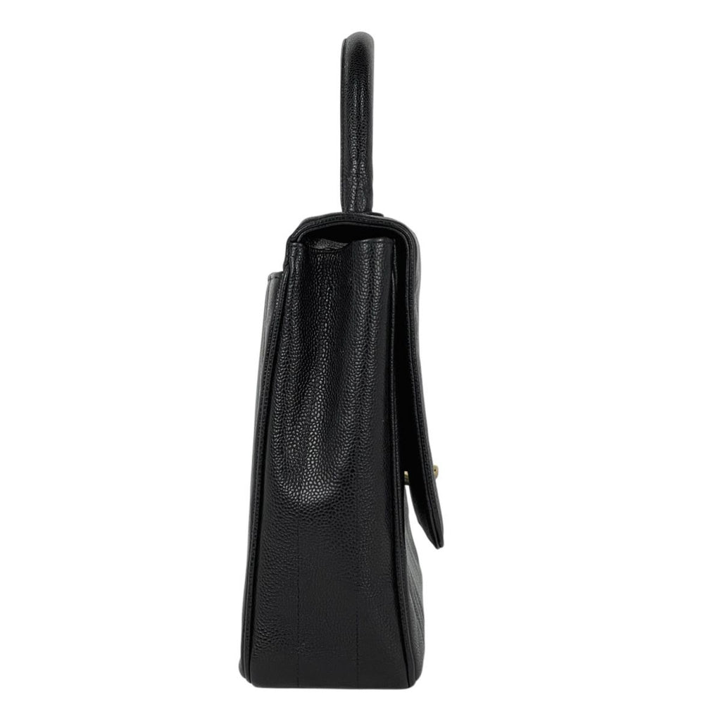 Chanel Mademoiselle Handbag CC Logo Caviar Leather Black — view 4