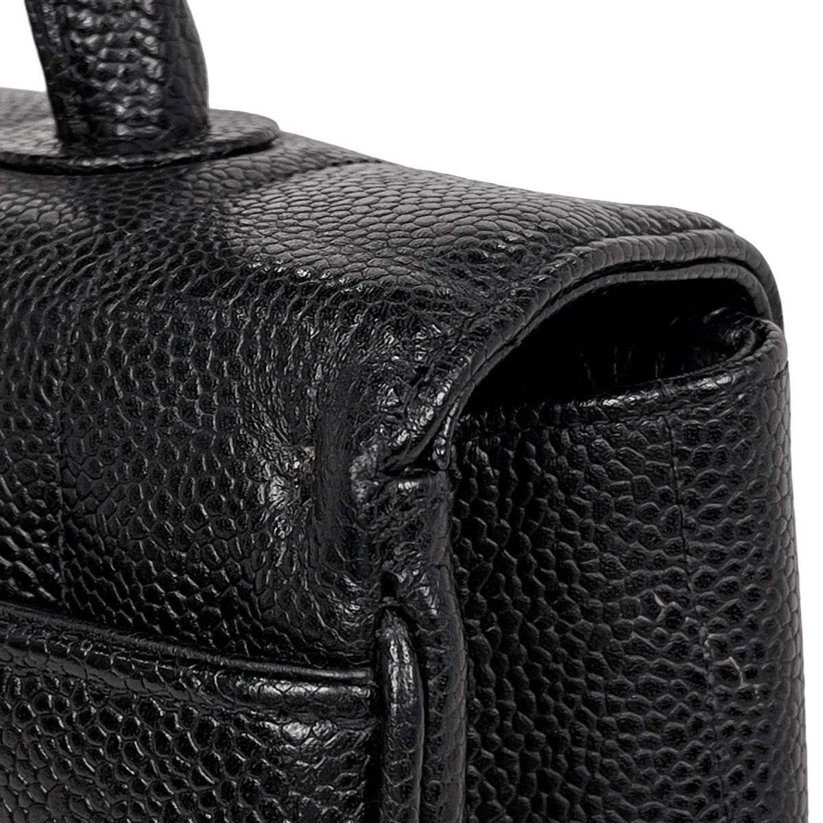 Chanel Mademoiselle Handbag CC Logo Caviar Leather Black — view 8