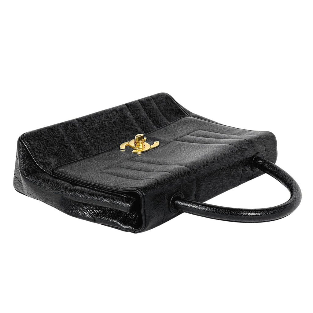 Chanel Mademoiselle Handbag CC Logo Caviar Leather Black — view 6