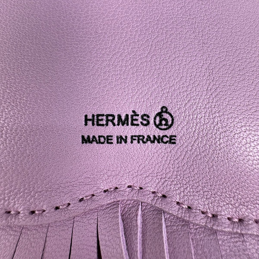 Hermes Petit Ash Tiger Key Holder Bag Charm Leather Silk Purple — view 6