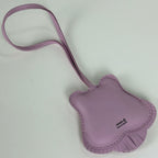 Hermes Petit Ash Tiger Key Holder Bag Charm Leather Silk Purple — view 2