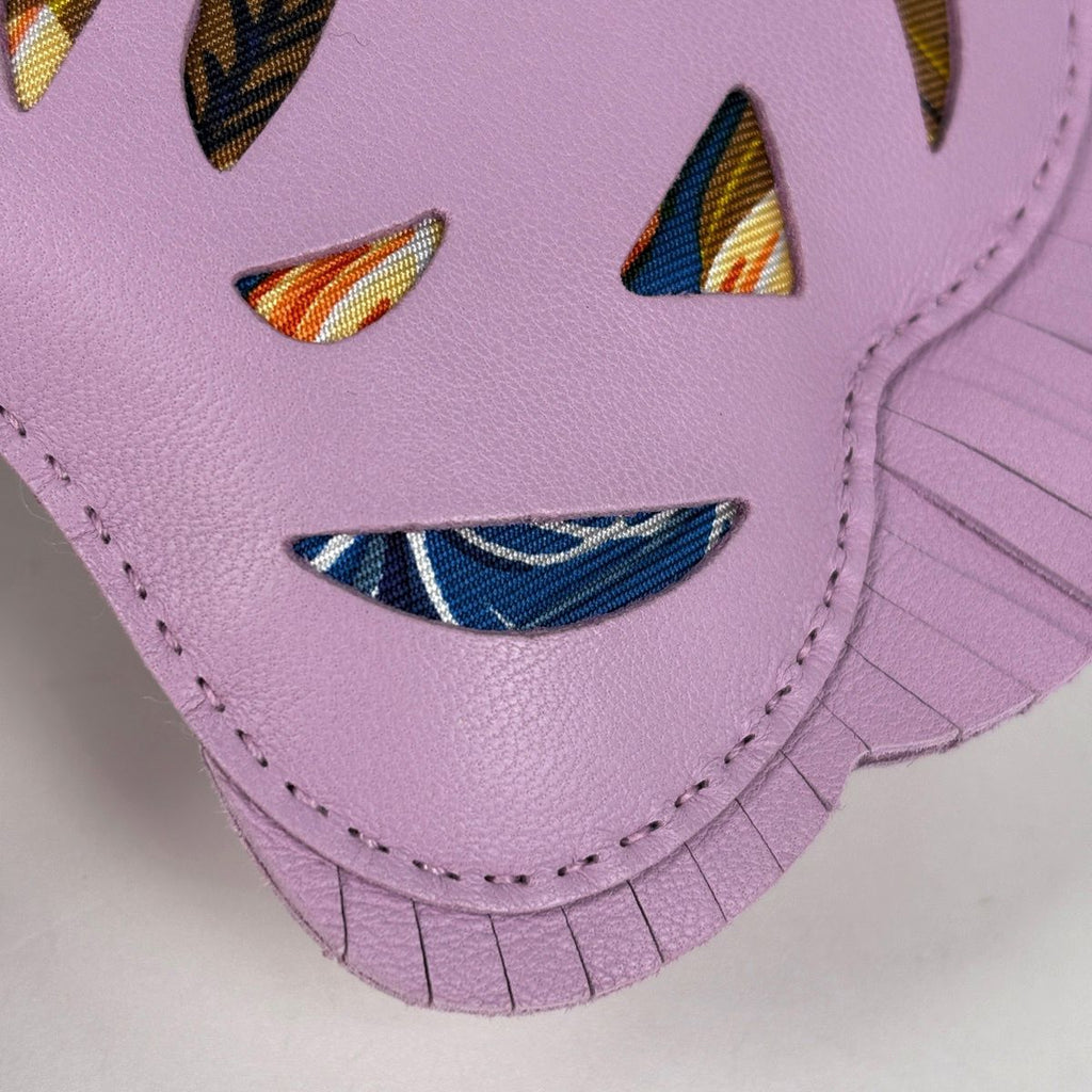 Hermes Petit Ash Tiger Key Holder Bag Charm Leather Silk Purple — view 4