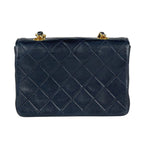 Chanel CC Logo Chain Shoulder Bag Mini Quilted Leather Navy — view 3
