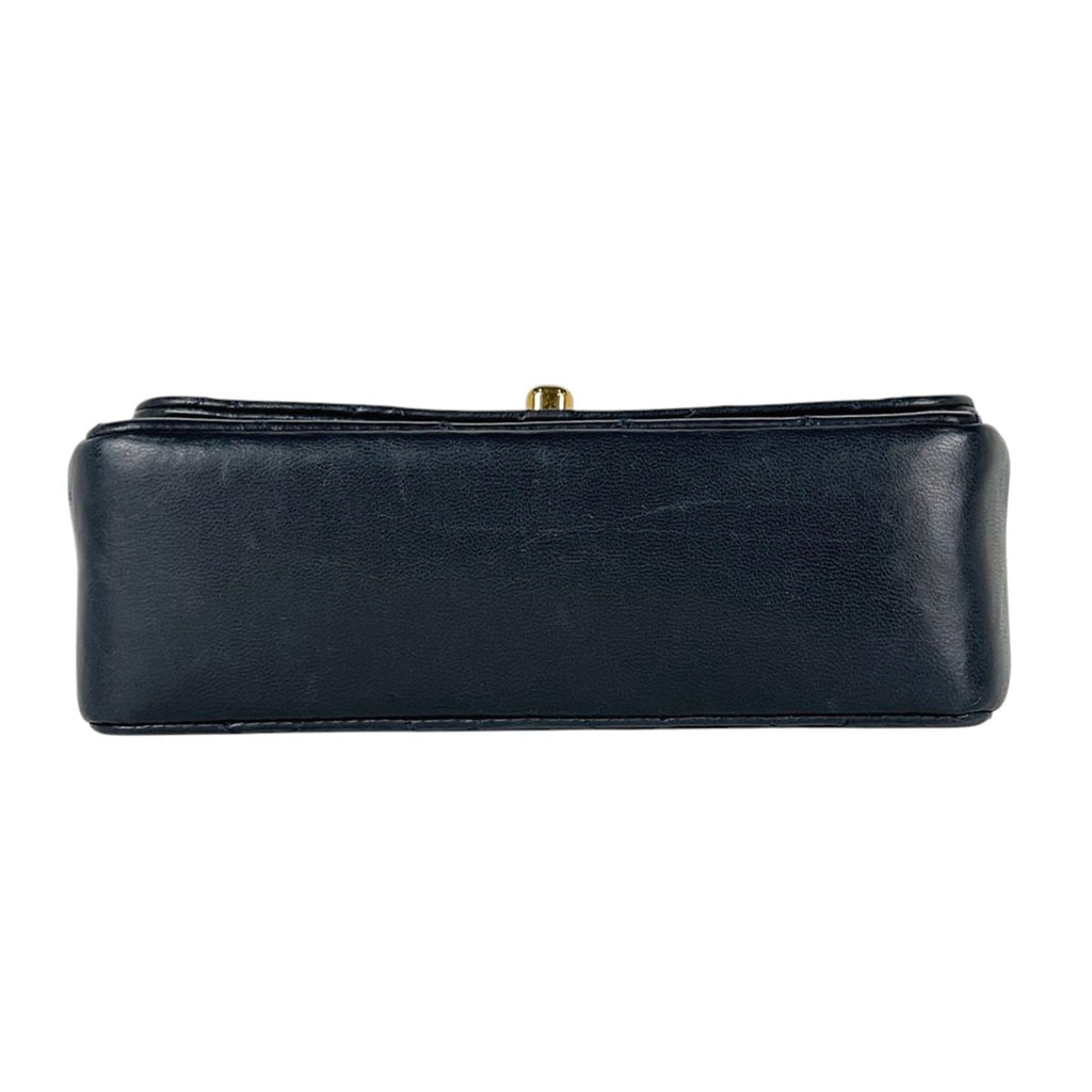 Chanel CC Logo Chain Shoulder Bag Mini Quilted Leather Navy — view 5