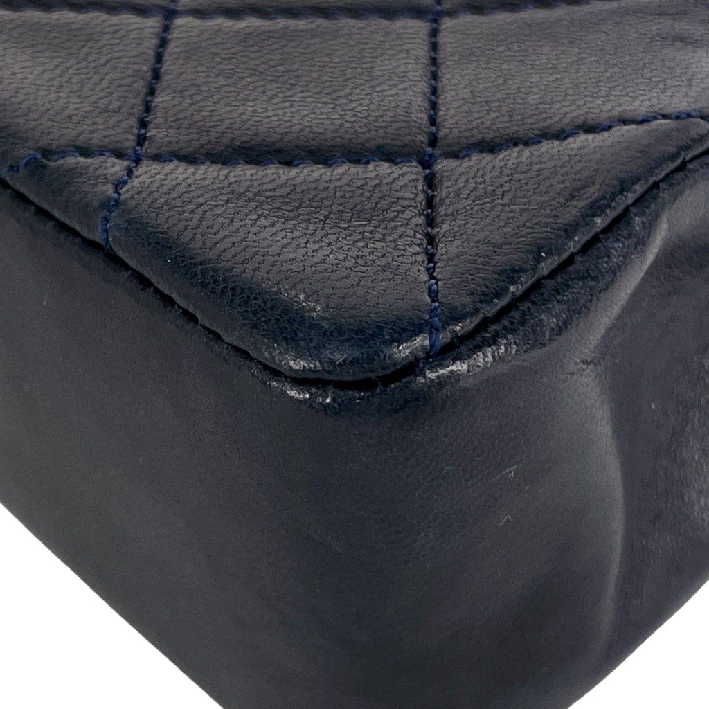 Chanel CC Logo Chain Shoulder Bag Mini Quilted Leather Navy — view 6