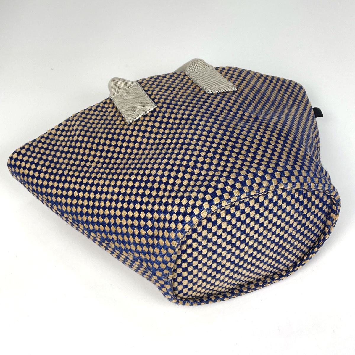 Hermes Pannier Bus PM Jute Tote Linen Blue Beige — view 2