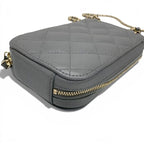 Chanel Shoulder Bag Gray Gold CC Logo Quilted Phone Case Mobile Pouch — view 9
