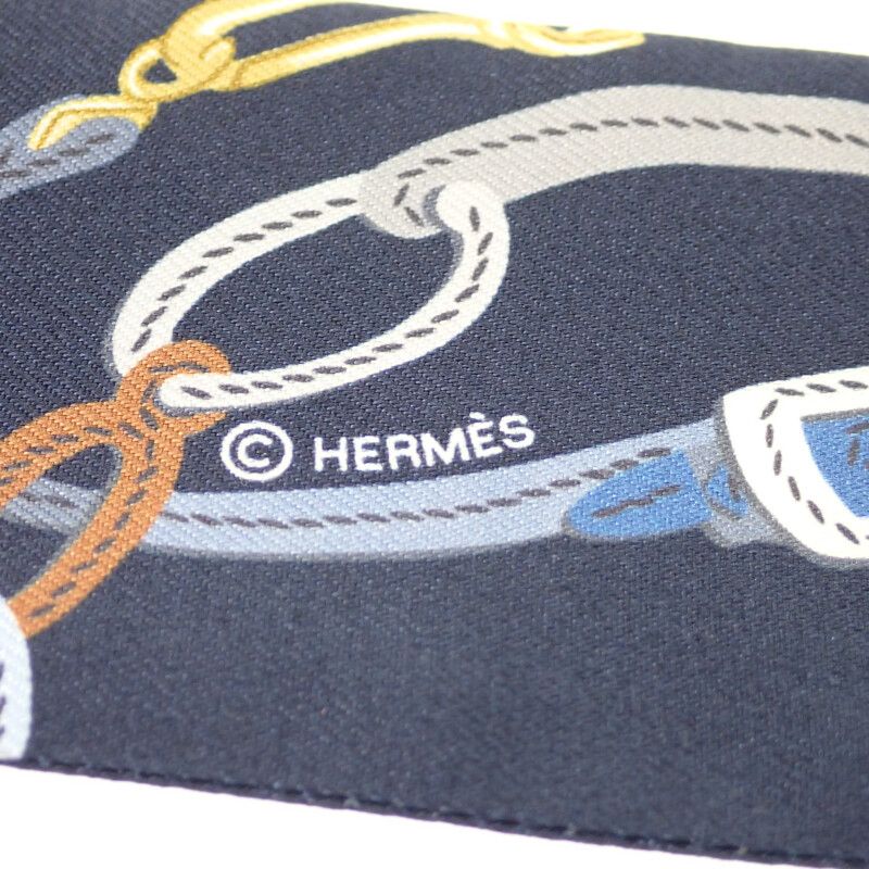 Hermes Twilly Brides de Gala Scarf Silk Navy — view 7