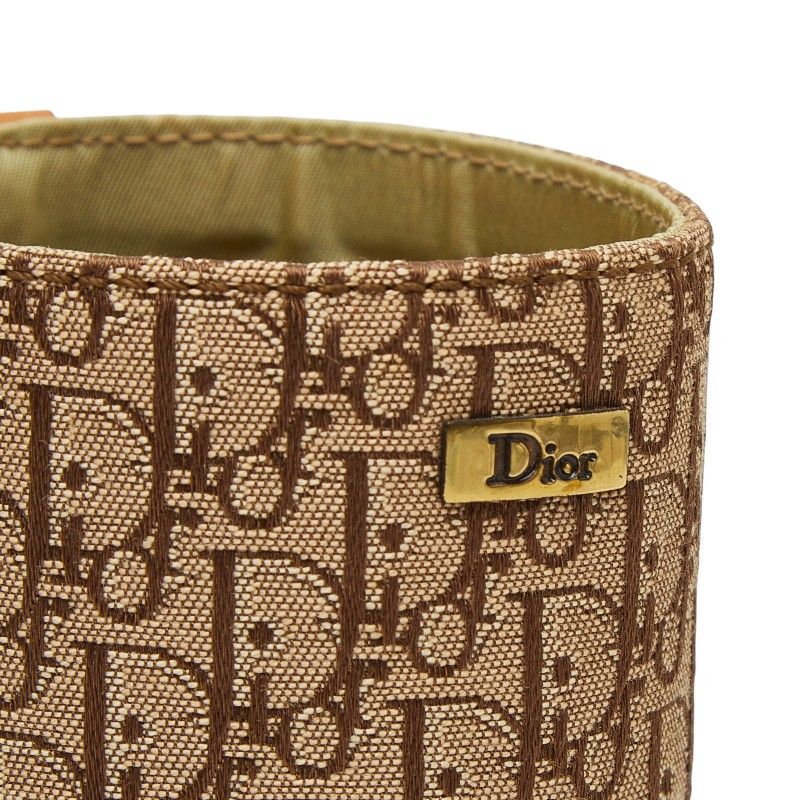 Dior Trotter Pen Stand Case Beige Brown Canvas Leather — view 4