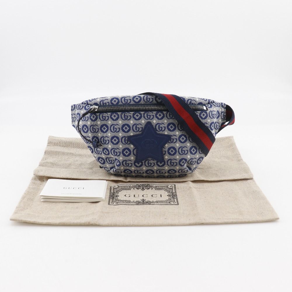 Gucci Star Children's Double Geometric Canvas Blue Kids Waist Bag — view 8