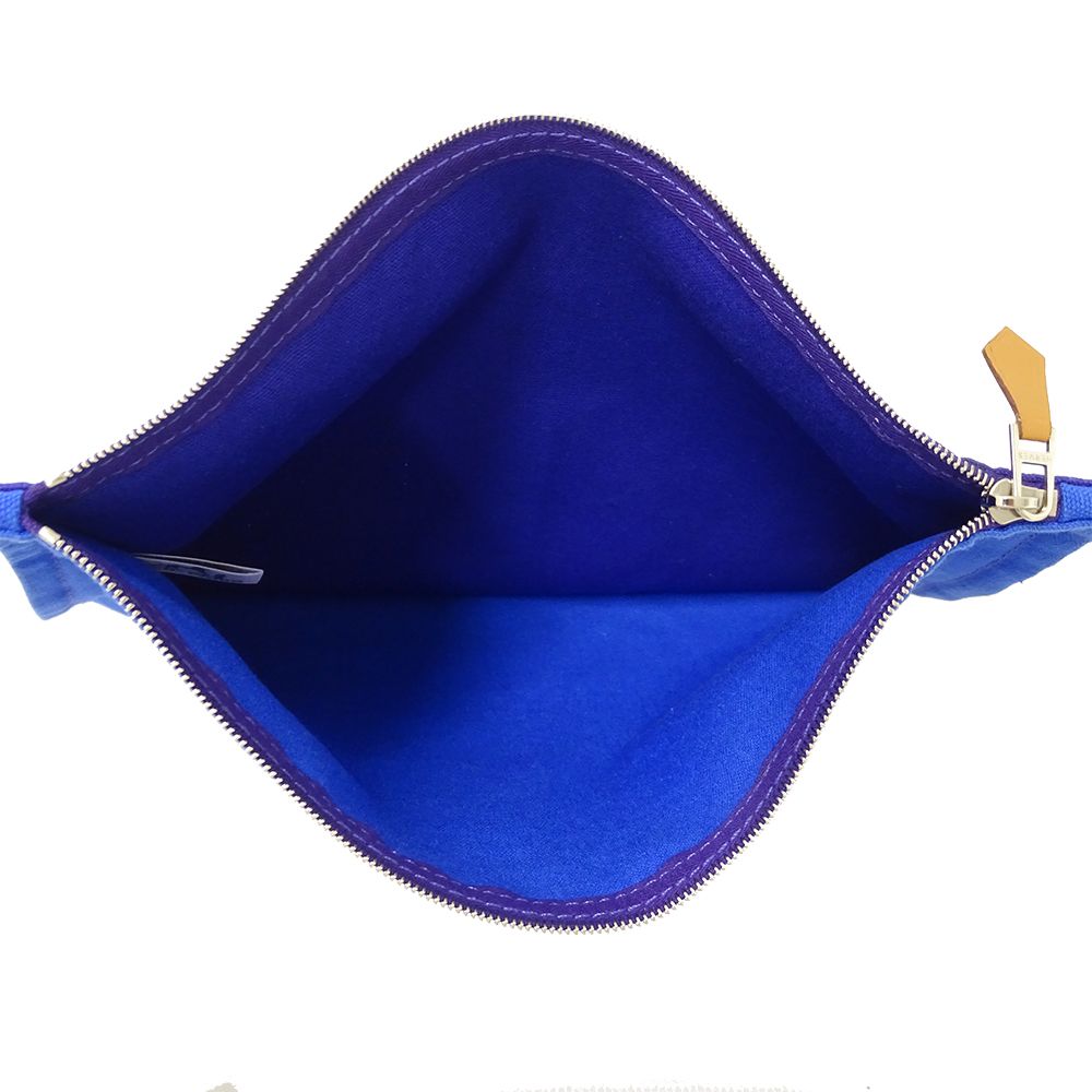 Hermes Pouch Bora Clutch Canvas Blue Purple Going — view 5