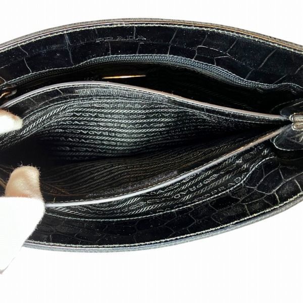Prada Nylon Croco Shape Push Metal Handle Shoulder Bag — view 6