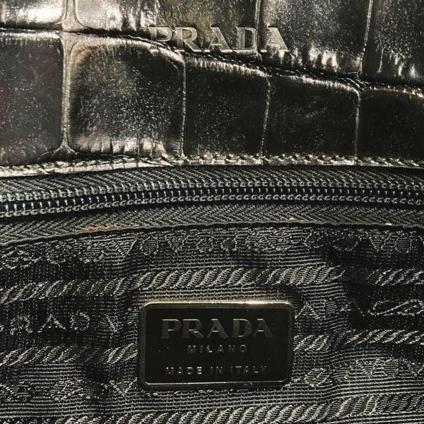 Prada Nylon Croco Shape Push Metal Handle Shoulder Bag — view 4