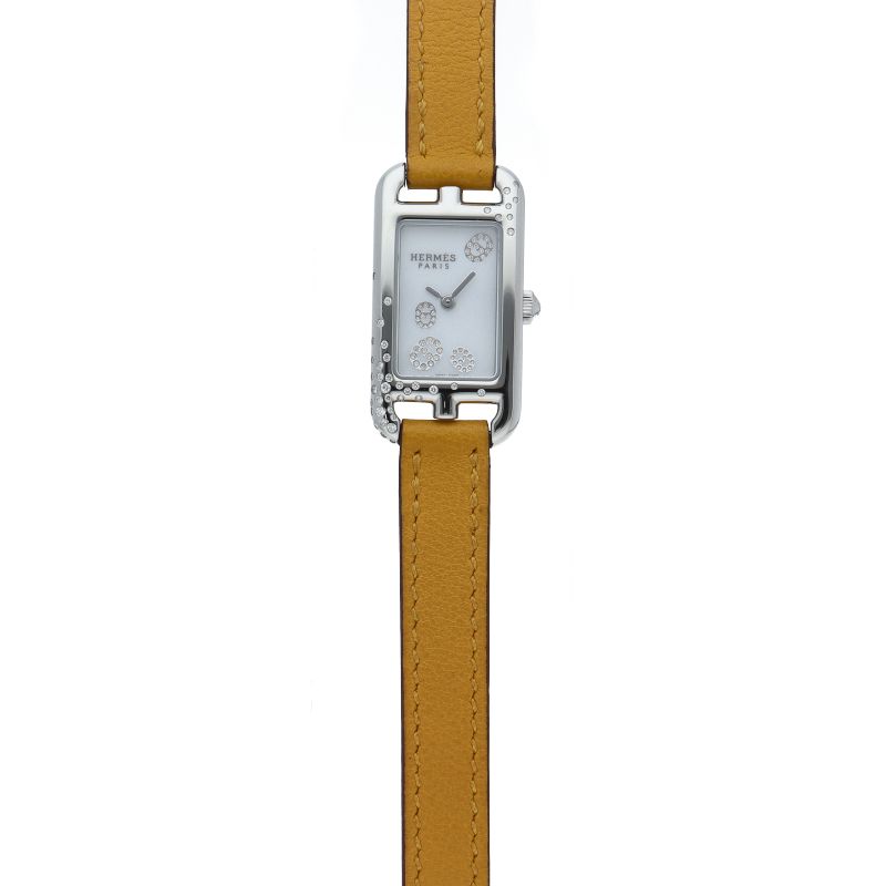 Hermes Nantucket Watch PM Diamond Bezel Box SS Leather — view 2