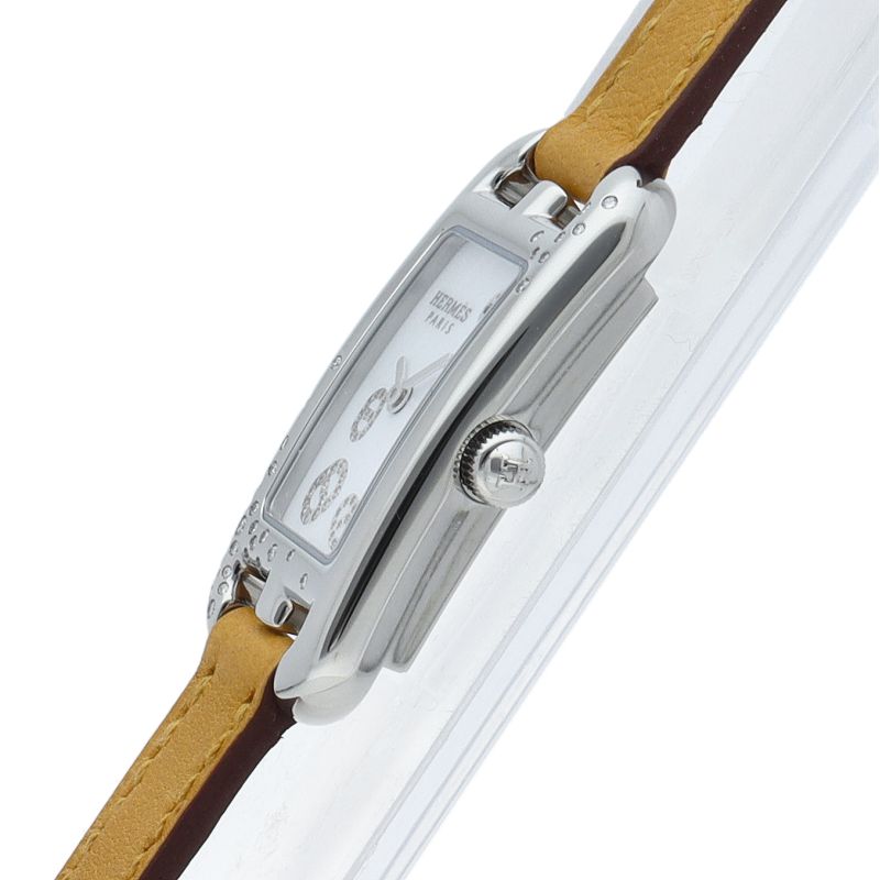 Hermes Nantucket Watch PM Diamond Bezel Box SS Leather — view 3