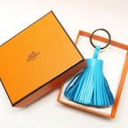 Hermes Carmen Key Ring Blue Aztec Agneau Milo Based Silver — view 7