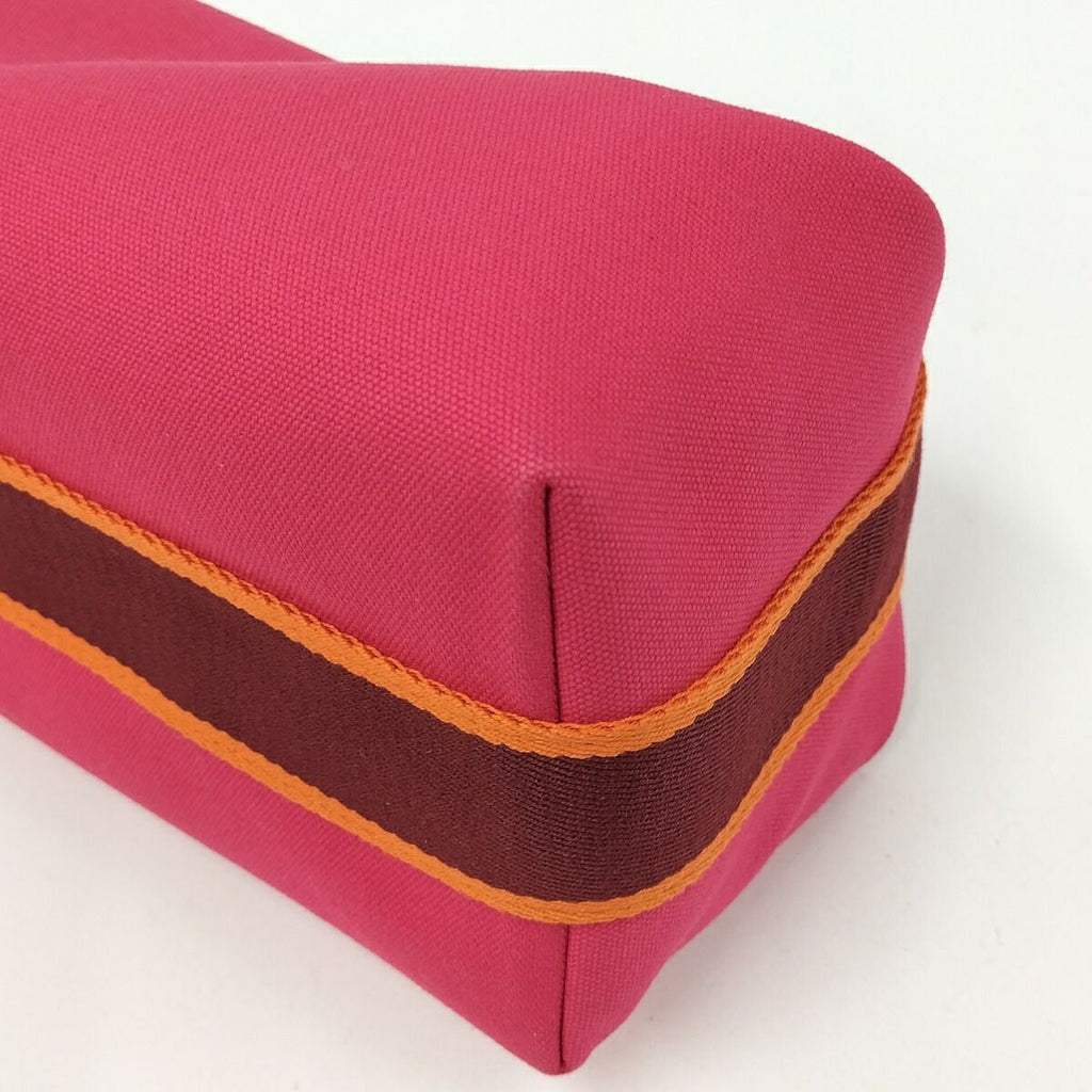 Hermes Bric-a-Brac PM Handbag Pouch Canvas Pink — view 4