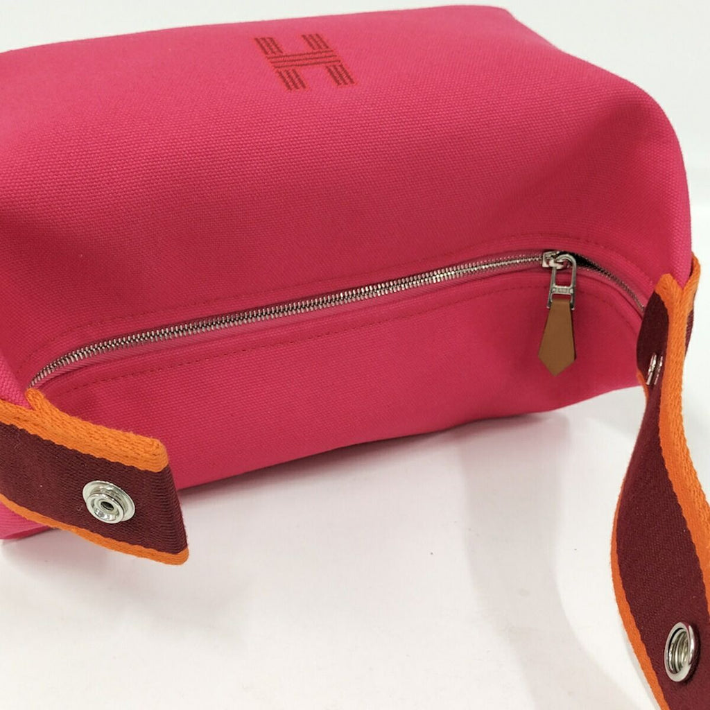 Hermes Bric-a-Brac PM Handbag Pouch Canvas Pink — view 6
