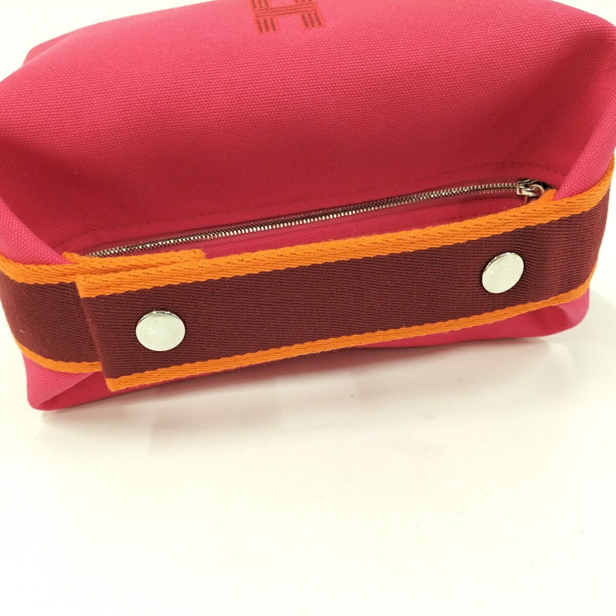 Hermes Bric-a-Brac PM Handbag Pouch Canvas Pink — view 5