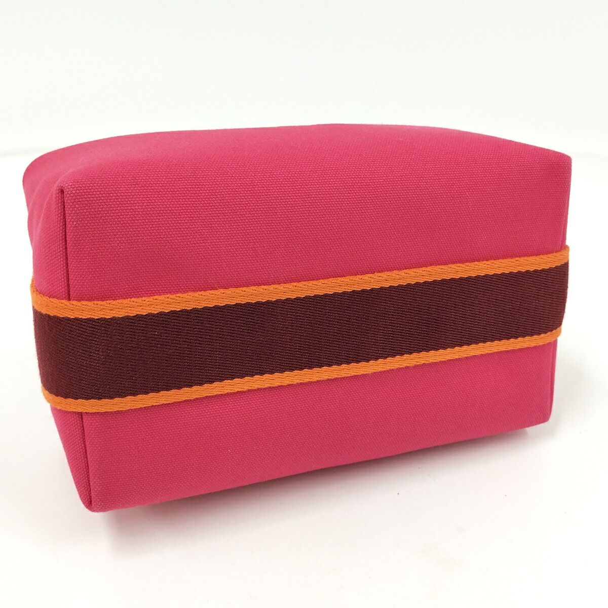 Hermes Bric-a-Brac PM Handbag Pouch Canvas Pink — view 7