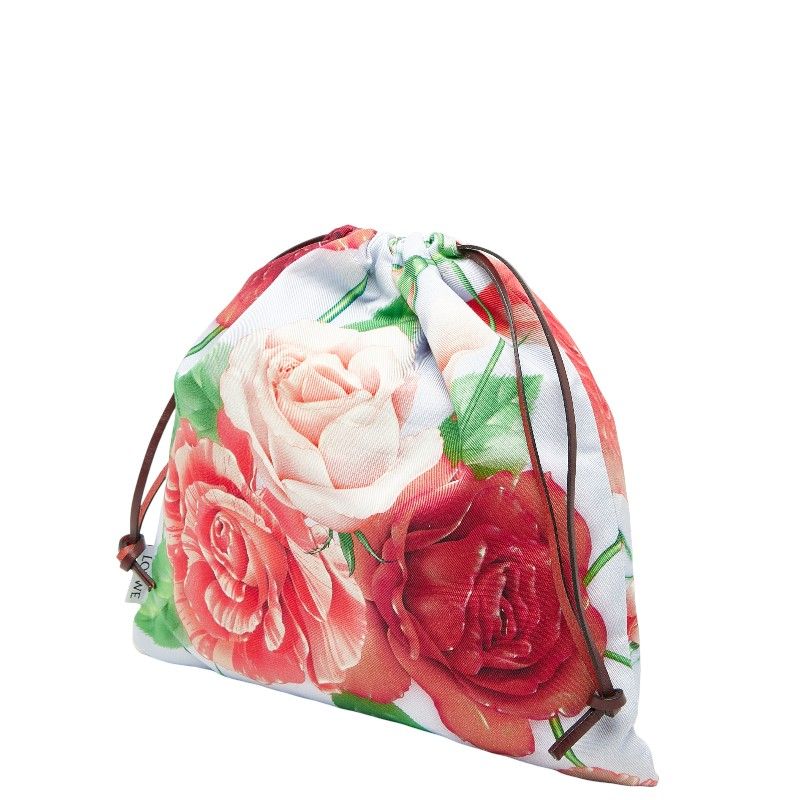 Loewe Paula's Ibiza Rose Pouch Drawstring Light Blue Multicolor Canvas — view 2