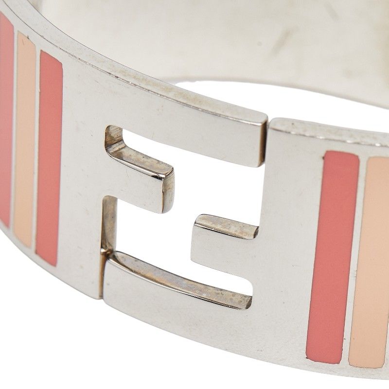 Fendi Stripe Bangle M Pink Silver Metal — view 3