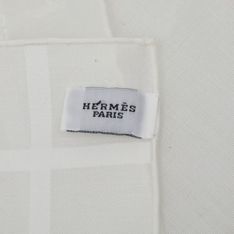 Hermes Handkerchief Jacquard White Cotton — view 3