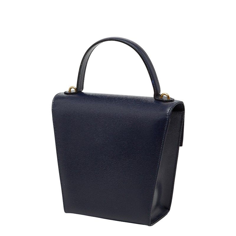 Dior CD Logo Shoulder Bag 2-Way Navy Gold Leather — view 2