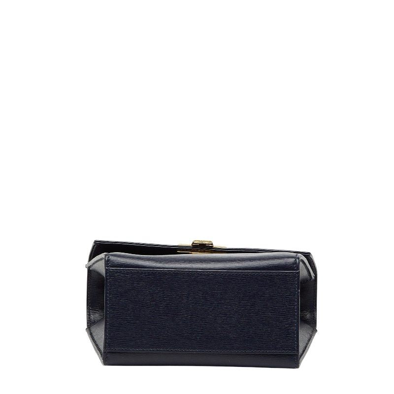Dior CD Logo Shoulder Bag 2-Way Navy Gold Leather — view 3
