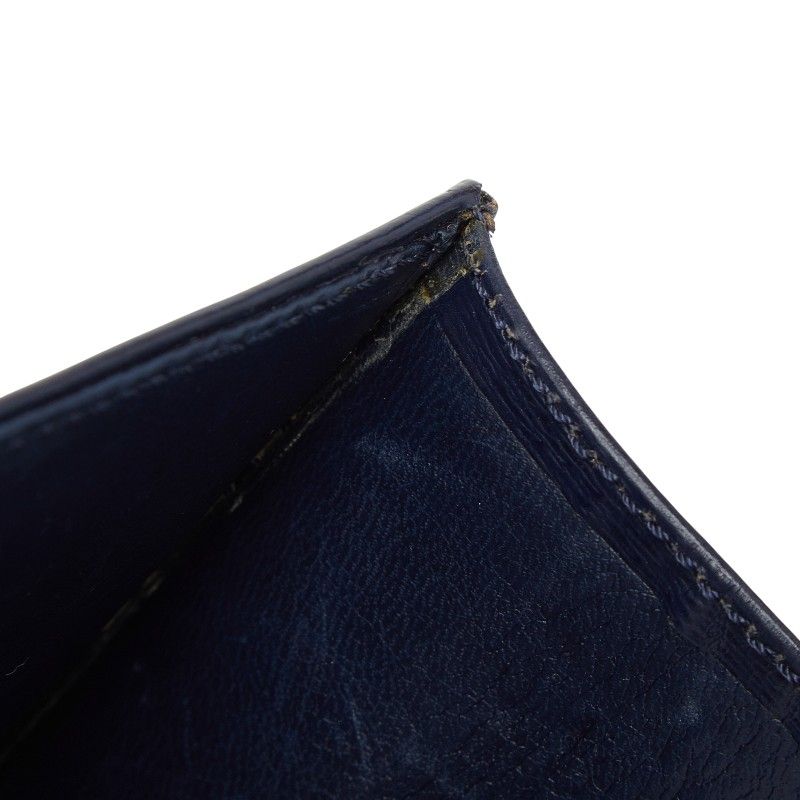 Dior CD Logo Shoulder Bag 2-Way Navy Gold Leather — view 8