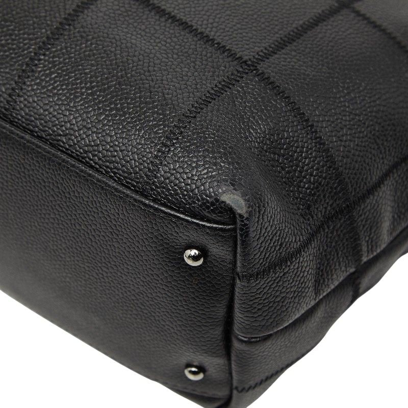 Chanel Choco Bar Logo Tote Black Caviar Leather — view 4