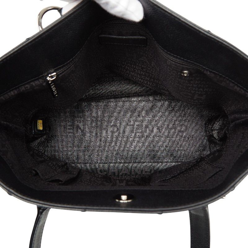 Chanel Choco Bar Logo Tote Black Caviar Leather — view 9